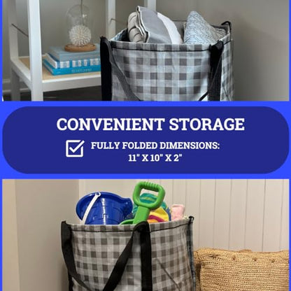 DURASACK Heavy Duty Storage Tote Bag 22-Gallon, Gingham Gray | Rugged Woven Polypropylene Moving Bag, Reusable Self-Standing Design, Holds up to 500 Pounds - color: Gingham Gray, size: Single