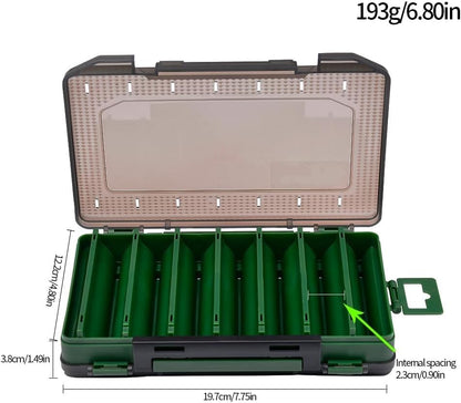 Double Sided Tackle Fishing Tackle Box Lure Waterproof Compartments Hook Storage Case (Yellow) - color: Yellow