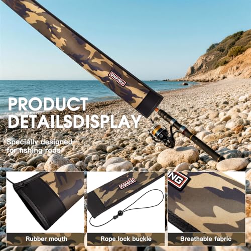 Neoprene Fishing Rod Sleeve, 6ft-8ft Floating & Puncture Resistant Rod Sock | Protective Cover for Casting, Spinning, Trolling Fishing Poles - color: National flag, style: Spinning（3.54" opening）