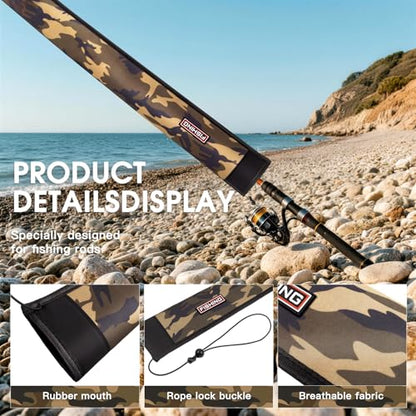 Neoprene Fishing Rod Sleeve, 6ft-8ft Floating & Puncture Resistant Rod Sock | Protective Cover for Casting, Spinning, Trolling Fishing Poles - color: National flag, style: Spinning（3.54" opening）