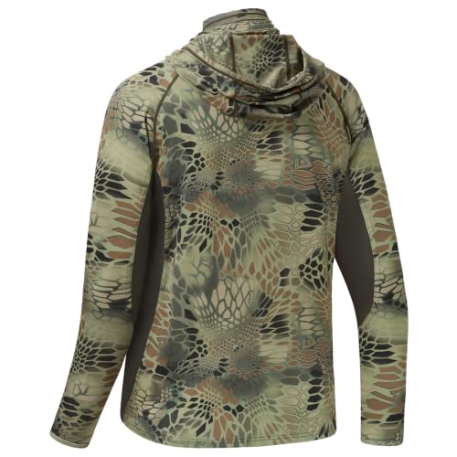 BASSDASH Men's UPF 50+ Camo Long Sleeve Hunting Fishing Hoodie Shirt - color: Python Camo, size: 4X-Large