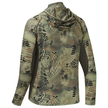 BASSDASH Men's UPF 50+ Camo Long Sleeve Hunting Fishing Hoodie Shirt - color: Python Camo, size: 5X-Large
