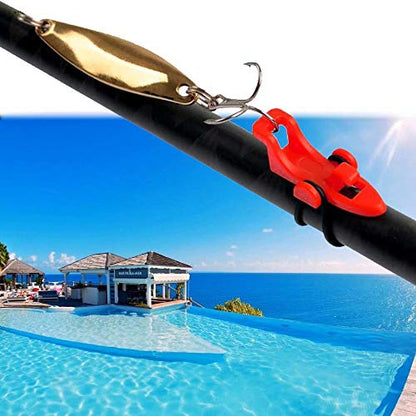 Fishing Hook Keeper Fishing Rod Keeper with 3 Different Rubber Rings Fishing Rod Hook Holder 10pcs - color: Red