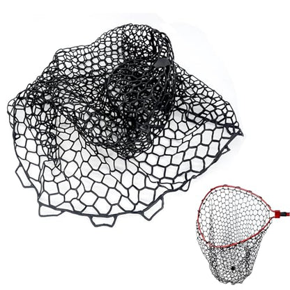 Rubber Fishing Net Replacement Hook Resist Fishing Nets for Fly Fish Landing Net, Trout Nets,Rubber Mesh Bag 4 Size - color: Black, size: XL:Fits Hoop 23.6"-25"|Net Dia.23.6"|Depth:18"