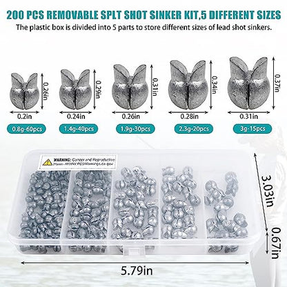 100 Pack Split Shot Fishing Weight Removable Clip On Fly Fish Line Sinkers Round Egg Fishing Sinker Saltwater Lead Weight Bass Fishing Freshwater - color: 2.0g - 100 Pack
