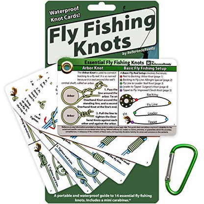 ReferenceReady Fly Fishing Knot Cards: Waterproof Pocket Guide to 14 Knots | Waterproof guide to essential flyfishing & creek fishing knots. Practical, unique gift & stocking stuffer for fishermen.
