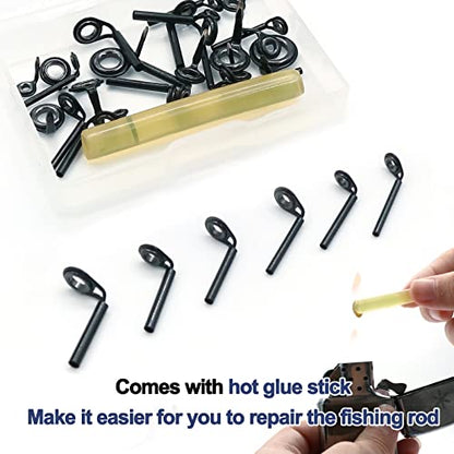 FishTrip Micro Rod Tips Repair Kit - 30pcs Baitcasting Rods Fishing Rod Tip Guides Replacement Kit Ceramic Micro Eyes Rings Saltwater Freshwater