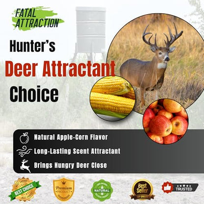 FATAL ATTRACTION Deer Sugar Deer Attractant; Long-Range Liquid Deer Attractant – Sweet Apple Corn Scent – 12+ Hour Power