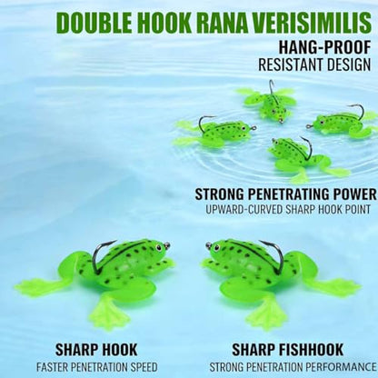 5pcs Soft Frog Lure with Single Hook, 4g/5g Lifelike Topwater Frog Bait, Artificial Fishing Lure for Bass & Snakehead Fishing - color: Large size