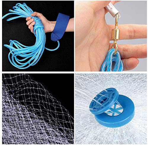 Yeahmart American Saltwater Fishing Cast Net for Bait Trap Fish 3ft/4ft/5ft/6ft/7ft/8ft/9ft/10ft Radius Casting Nets with Heavy Duty Real Zinc Sinker Weights, 3/8inch Mesh Size - style: 8ft Radius