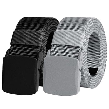 UNGGJKB Men's Tactical Belt, Nylon Casual Elastic Belt, Work Belt That Can Be Cut And Adjusted - color: Silver/Black