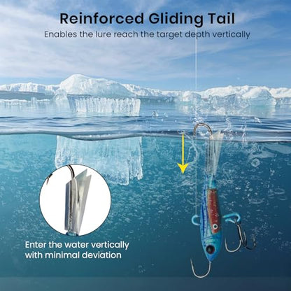 Pristis Jig Head Fishing Lures for Freshwater Saltwater, Weedless Swim Jig Teasers with Sharp Hooks & Exquisite Coating, Pre-Rigged Vibrating Swimbaits Kit Gear for Bass Crappie Walleye Trout Pike - color: 5 pcs Ice Fishing Jigs