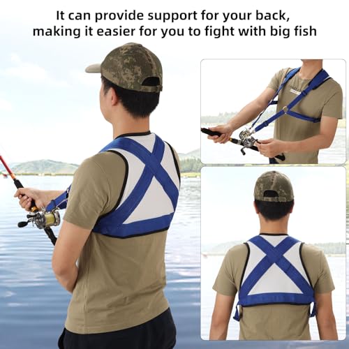 PELLOR Fishing Shoulder Back Harness, Ultralight Fishing Rod Holder Vest, Adjustable Sea Fishing Vest Tackle Equipment for Fishing Big Fish
