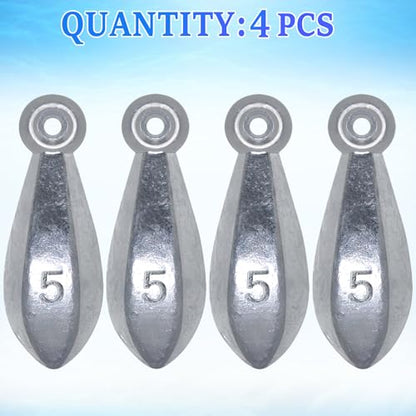 Fishing Weights Sinkers Bank Sinkers | Ocean Saltwater Surf Fishing Gear Fishing Assortment 1oz 2oz 3oz 4oz 5oz - style: 5oz-4pcs