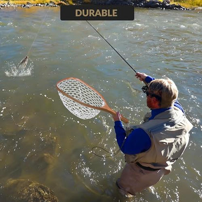 Wooden Fishing Nets - Rubber Fishingnets, Fly Fishing Dipnets, Fishing Nets with Handles - color: White, style: Straight White Silicone