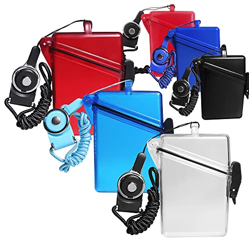 Sport Waterproof ID Card Badge Holder Case with Lanyard Cover Multiple Credit Cards, Registration, ins Card Heavy Duty Durable Locker Dry Box (Red,2pack) - color: Red,2pack