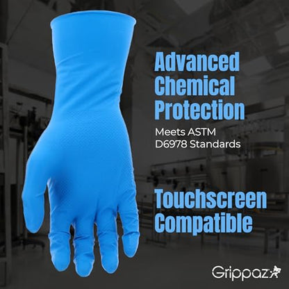 PIP Grippaz Food Plus 8 Mil Nitrile 12" Disposable Gloves 48-Pack, Fish Scale Grip, Enhanced Fatty Food Handling, Blue, 3X-Large (67-308/XXXL) - size: 3X-Large