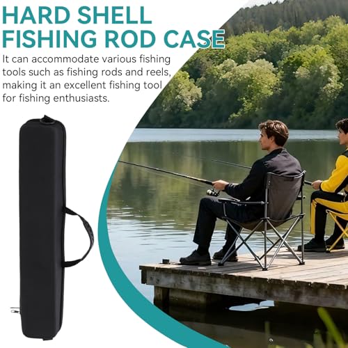 Travel Fishing Rod Case Hard Shell, Fishing Pole Carrying Case for Travel Fishing Rod Bag Carrier Case Fishing Pole Travel Case with Shoulder Strap for Fishing Tools