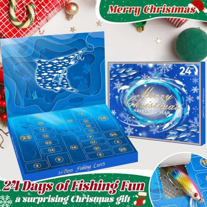 Fishing Advent Calendar 2026, Bass Fishing Lure for Saltwater & Freshwater, Minnow VIB Swimbait Crankbait Spoons Soft Lures, Catch All Fish Kit Best Gift for Dad Grandpa Husband