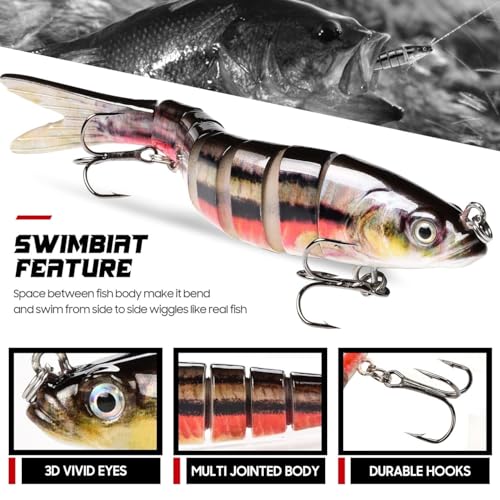 HADORAM Lure Slow Sinking Glide Bait with Fur Tail Lifelike Fishing Tackle for Trout Shad Bass Musky - color: 5.4in-3Pcs