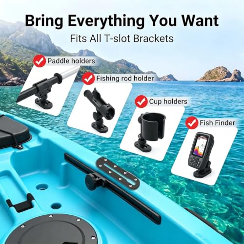 Kayak Track,Low Profile Kayak Rail Mount,Kayak Gear Track for Fishing Rod Holder, Fish Finder, Cup Holder, Paddle Holder, Anchor Cleats & All T-Slot Kayak Accessories - size: 7 Inch，4 Pcs