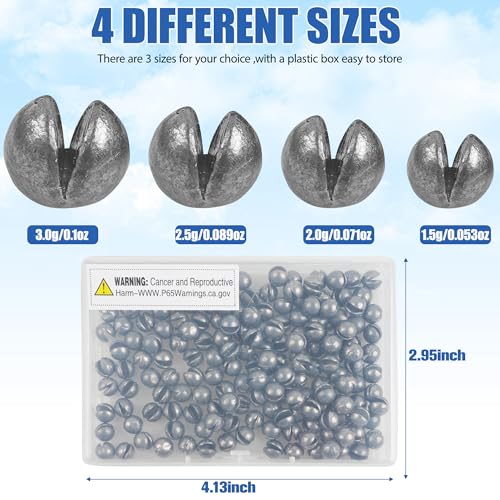 Removable Split Shot Weights Fishing Weight Sinker Slip On Fly Fishing Line Sinkers Freshwater Saltwater Round Lead Sinking Egg Sinkers Fishing Drop Shot Sinker Fish Tackle - size: 1.5g - 60 Pack