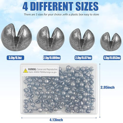 Removable Split Shot Weights Fishing Weight Sinker Slip On Fly Fishing Line Sinkers Freshwater Saltwater Round Lead Sinking Egg Sinkers Fishing Drop Shot Sinker Fish Tackle - size: 1.5g - 100 Pack