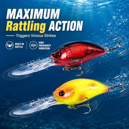Deep Diving Crankbait Fishing Lure | 12-15ft Bottom Bumping | 0.72oz 4.9in Hard Bait for Bass & Walleye - color: color2