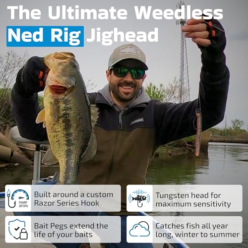 Harmony Fishing - Tungsten Offset Weedless Ned Rig Jigheads (5 Pack) - size: 1/32oz (5 Pack)