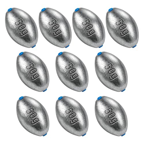 Alwonder Egg Sinkers Fishing Weights 3/16-10oz, Oval Lead Fishing Weights Sinkers Bass Fishing Casting Egg Sinker Saltwater Freshwater Tackle - size: 1-1/2oz - 10pcs