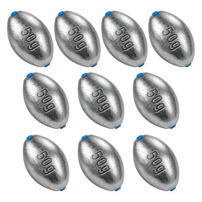 Alwonder Egg Sinkers Fishing Weights 3/16-10oz, Oval Lead Fishing Weights Sinkers Bass Fishing Casting Egg Sinker Saltwater Freshwater Tackle - size: 1-1/2oz - 10pcs