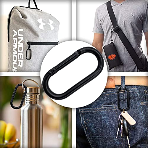 VICDUEKG 10 Pcs Carabiner Clips Locking Carabiners Aluminum Heavy Duty Chain Connector Keychain Snap Bag Hook for Climbing Outdoor Camping Fishing Hiking Securing Pet Home Hammock, Black