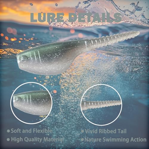 Crappie Lures Kit - Soft Plastic Lures for Trout, Bass, Panfish & Bluegill - 24 Packs - color: Green-pumpkin