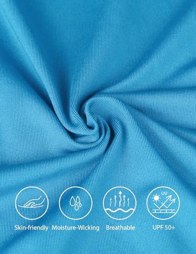 baleaf Men's Sun Protection Hoodie Shirt UPF 50+ Long Sleeve UV SPF T-Shirts with Mask Rash Guard Fishing Lightweight - color: 02-blue, size: Large