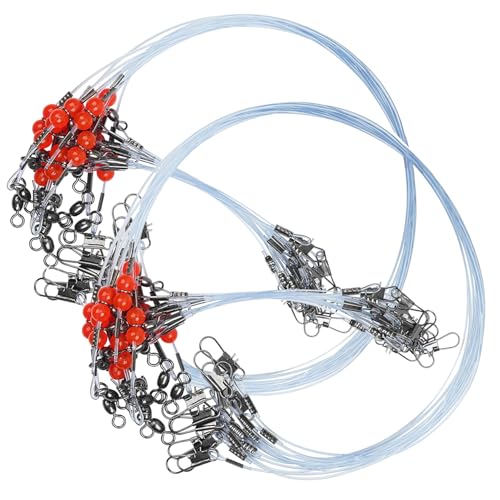 Fishing Leader Rigs Saltwater Tackle Rigs with Swivels Snaps, High Strength Wire Leaders Rigging Surf Fishing Gear Equipment for Lures Bait Hooks Catfish Walleye - color: Blue Nylon Leader, size: 24PCS, style: 1 Arm