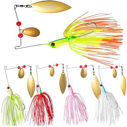 Tripquips Bass Spinner Baits, Spinnerbait Fishing Lures Hard Metal Swimbait for Bass Pike Trout Salmon 5Pcs - color: 5Pcs-0.7oz