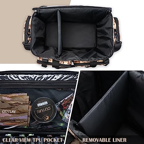 Goture Large Tackle Bag,Store Up to 8PCS 3700 Plus 4PCS 3600 Tackle Trays(Not Included),Water Resistant Saltwater Gear Storage Big Fishing Bag with EVA Bottom,Gifts for Men(21.65"x11.8"x15.16")-Khaki - color: A1 Khaki Extra Large Without Trays