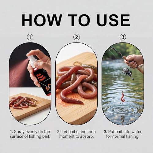 Fish Attractant, Fish Attractant Spray Red Worms Portable Additive Mist | 60ml Red Worm Fish Bait Attractants for Cod Carp Bass Walleye Tilapia Outdoor Saltwater Lake River Beach Pond
