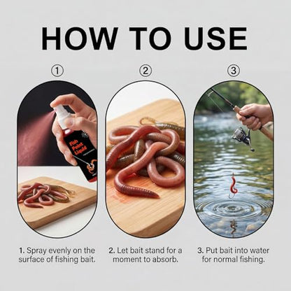 Fish Attractant, Fish Attractant Spray Red Worms Portable Additive Mist | 60ml Red Worm Fish Bait Attractants for Cod Carp Bass Walleye Tilapia Outdoor Saltwater Lake River Beach Pond