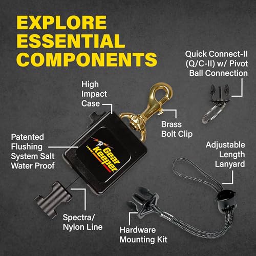 Gear Keeper Scuba Retractable Lanyard for Dive Console & Depth Gauge - Keeps Scuba Gear Secure & Accessible - Made in USA - size: Waist Mount (Locking), style: Brass Bolt Clip