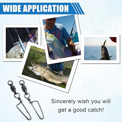 AGOOL Fishing Swivels Snaps Ball Bearing Swivels with Coastlock Snaps Stainless Steel Fishing Tackle Line Lure Leader Connector Quick Change Terminal Tackle for Lures, Leaders and Rigs - size: Size 8+8(350lb)