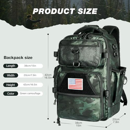 Ghosthorn Fishing Backpack with Tackle Boxes Fish Lip Gripper Pliers Lures Waterproof Tackle Bag with Rod Holder Fishing Gear - color: Tpu Green, size: Large