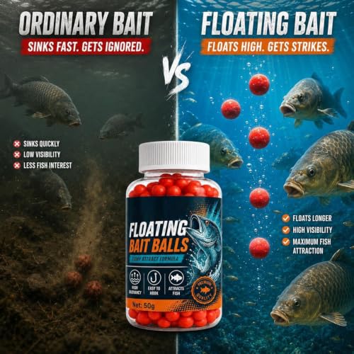 Fish Bait Floating Lure Strike High Buoyancy Floating Bait Pellet Indicator | Bait Balls for High-buoyancy floating bait pellets; fish-attracting formula with Lakes Rivers Sports Outdoors Trout Cod Bass