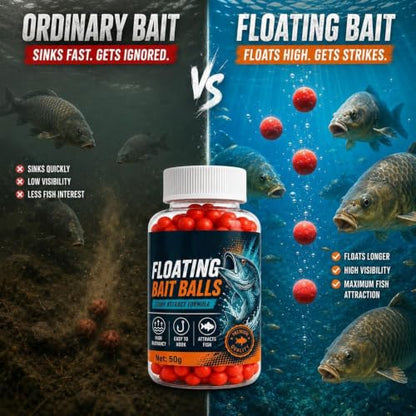 Fish Bait Floating Lure Strike High Buoyancy Floating Bait Pellet Indicator | Bait Balls for High-buoyancy floating bait pellets; fish-attracting formula with Lakes Rivers Sports Outdoors Trout Cod Bass