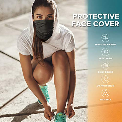 VULKIT 2 Pack Neck Gaiter Face Mask Scarf Reusable Bandanas Tube UV Protection Balaclava Outdoor Sport for Men and Women - color: Army Green Prussian Blue