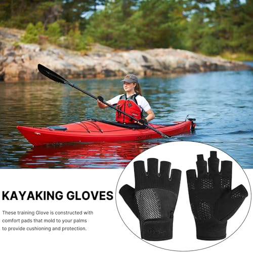 ChinFun Kayaking Gloves 3/4 Finger - Provide Cushioning and Protection, with Resistant Palm and Grip, Easy to Take on and Off, Perfect for Diving, Sailing, Kayaking - Men, Women, Youth - color: Black, size: Small
