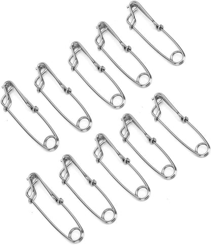 Dilwe Longline Snap Clip, 10Pcs 2.6X100mm Stainless Steel Long line Snap Clips Suitable for Long Line Fishing, Floats, Sharking, Tuna Fishing, Crabbing, Shrimping, etc