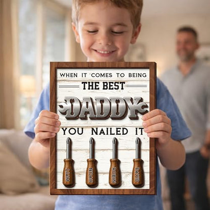 Personalized Dad Mechanic Wooden Plaque, Best Dad Ever Sign Wood Frame, When It Comes to Being the Best Daddy, Fathers Day for Papa, Grandpa, Husband from Son, Daughter, Mechanic Sign Gifts for Men - color: 1. Dad-10