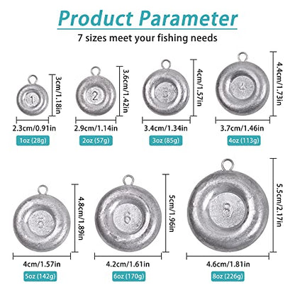 Disc Sinkers Fishing Weights Coin Weight Saltwater Fishing Weight sSinker Surf Fishing Inline Trolling Bottom Drifting Catfish Weight Sinker Fishing Tackle Gear 1oz 2oz 3oz 4oz 5oz 6oz 8oz - style: 1oz 2oz 3oz 4oz - 8pcs