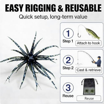 Sea Urchin Bait, Soft Plastic Fishing Lure, Realistic Reflective Star Design, Artificial Worm Bait for Bass,Drop Shot,Finesse,Slow Sinking - size: Medium
